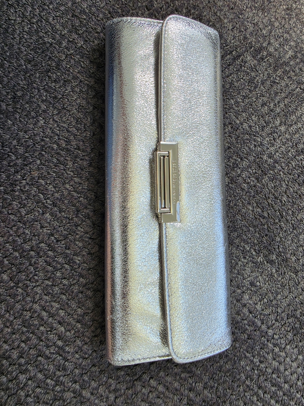 BCBGeneration Iridescent Silver Metallic Clutch